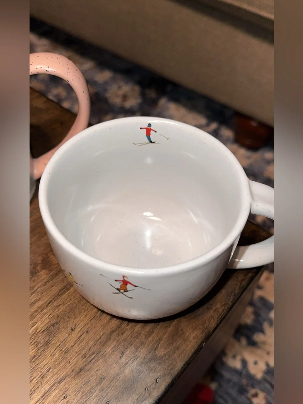 west elm/world market set of 2 coffee/tea mugs/cups snow ski/st jude/fox